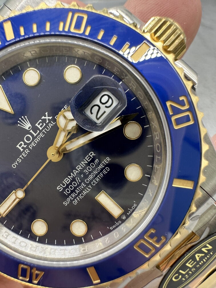 로렉스 클린 CLEAN 서브마리너 청콤 41MM Rolex Submariner Date Steel & Yellow Gold 126613LB Blue Dial