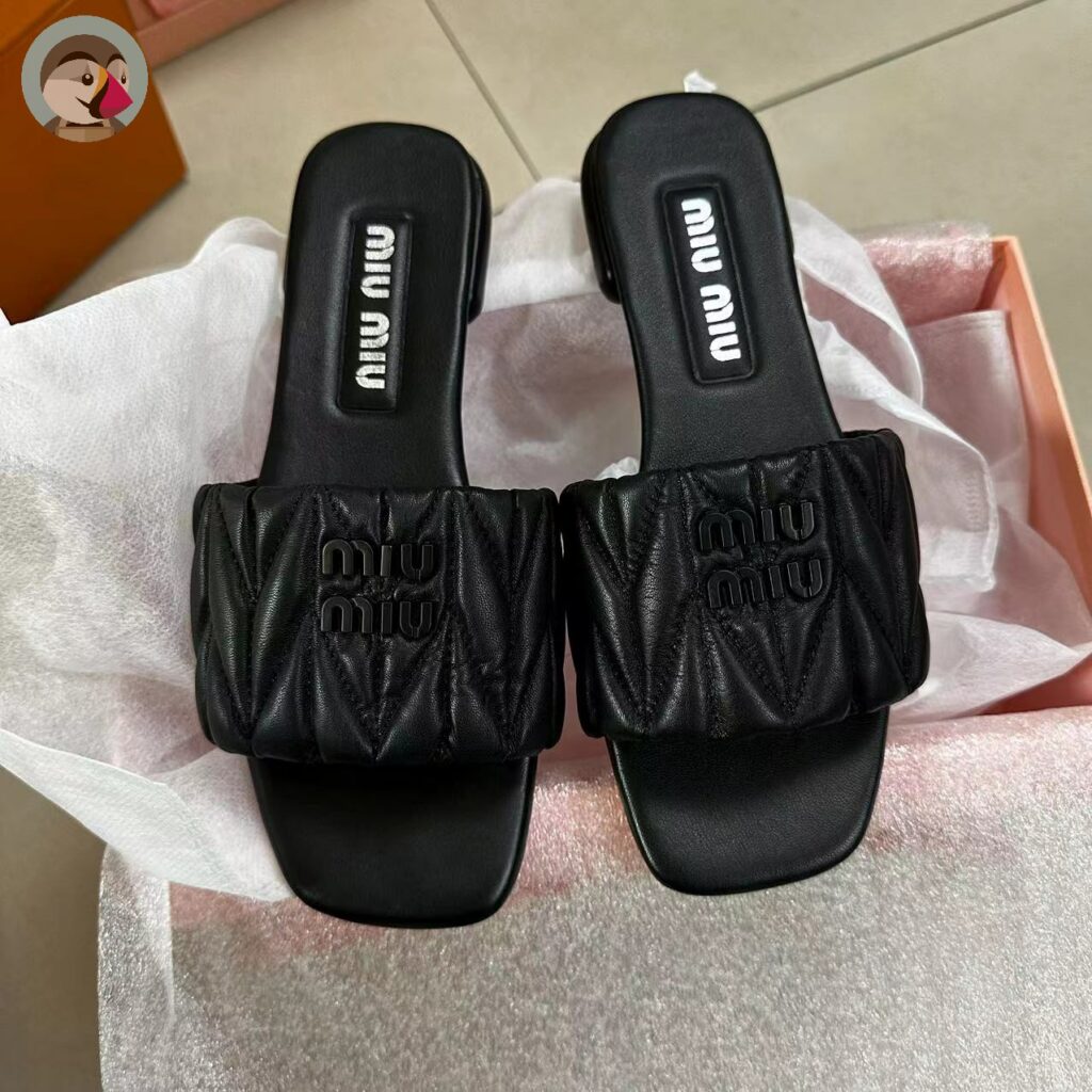 미우미우 마테라쎄 나파 레더 슬라이드 88T F098L 5XX605 발송전 고객확인컷 홍콩팩토리 hkfactory2