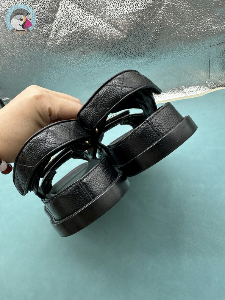 해피샵 샤넬 CC로고 벨크로 가죽 샌들 발송전 고객확인컷 홍콩팩토리
